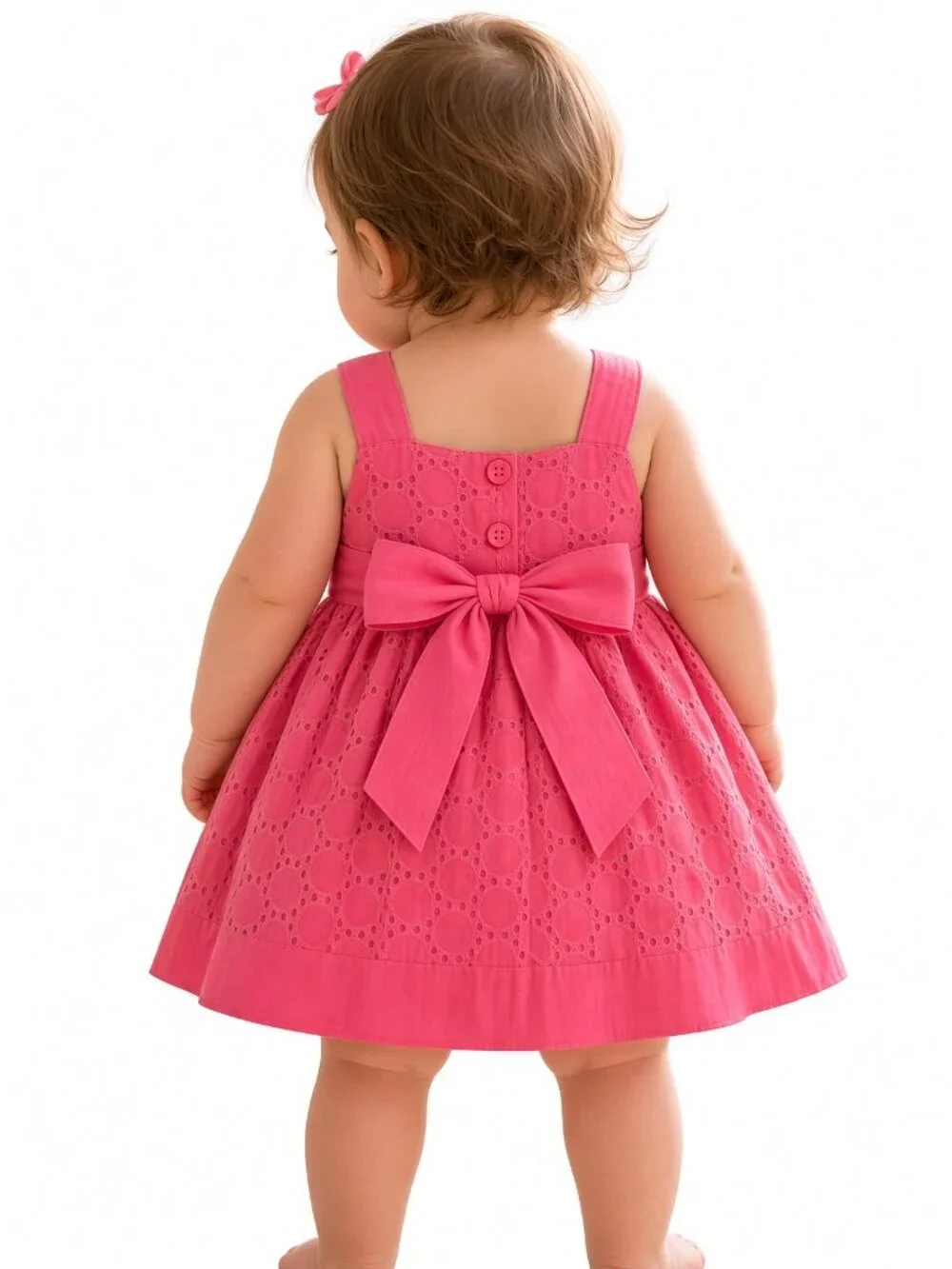 Sweet Heart Rose Baby Girls' Sleeveless Sundress PINK Eyelet Dress Baby Toddler